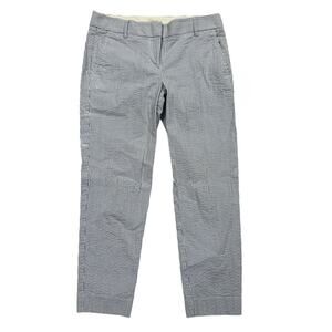 J.Crew Factory Women's Seersucker Pants Size 2 Preppy Summer Classic Blue (6)‎